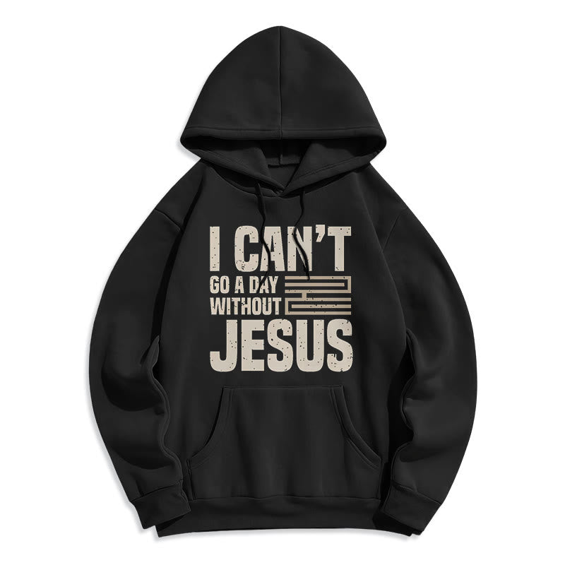 Christianartworkshop Classic Style I Can't Go A Day Without Jesus Fleece Lined Polyester Hoodie - Black - 2XL - image 5