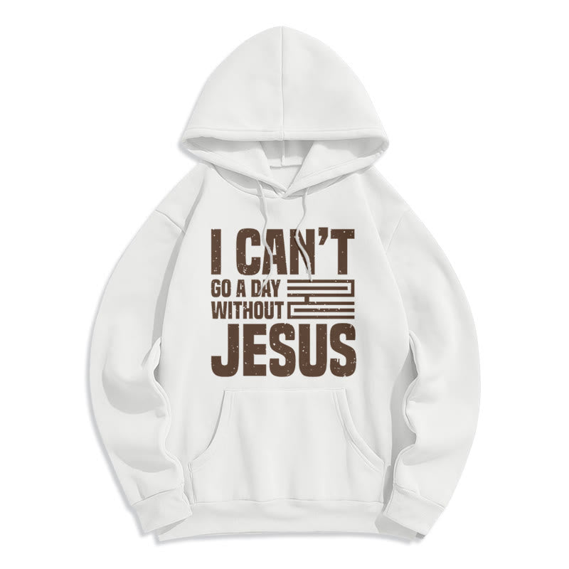 Christianartworkshop Classic Style I Can't Go A Day Without Jesus Fleece Lined Polyester Hoodie - White - 2XL - image 0