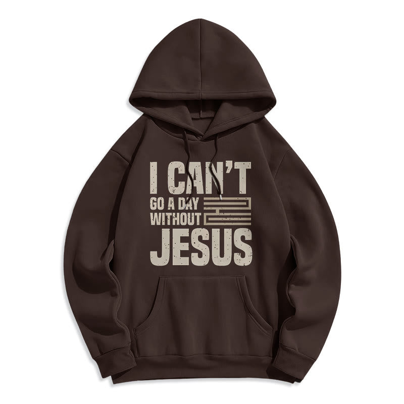 Christianartworkshop Classic Style I Can't Go A Day Without Jesus Fleece Lined Polyester Hoodie - Brown - 2XL - image 15