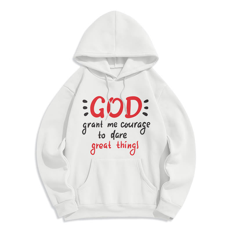 Christianartworkshop Modern Style God Grant Me Courage Fleece Lined Polyester Hoodie