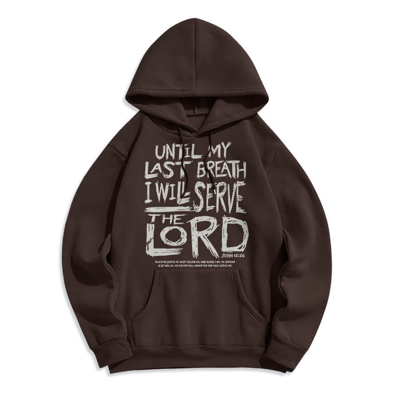 Christianartworkshop Quotation Style I Will Serve The Lord Fleece Lined Polyester Hoodie - Brown - 2XL - image 13