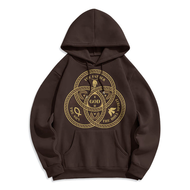 Christianartworkshop Classic Style Sacred Trinity Unity Fleece Lined Polyester Hoodie - Brown - 2XL - image 15