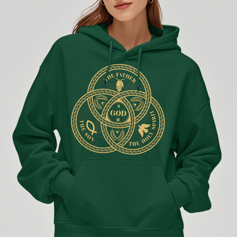 Christianartworkshop Classic Style Sacred Trinity Unity Fleece Lined Polyester Hoodie - image 23