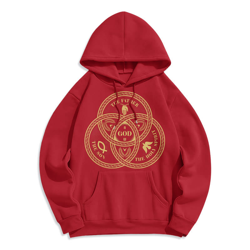 Christianartworkshop Classic Style Sacred Trinity Unity Fleece Lined Polyester Hoodie - Red - 2XL - image 35