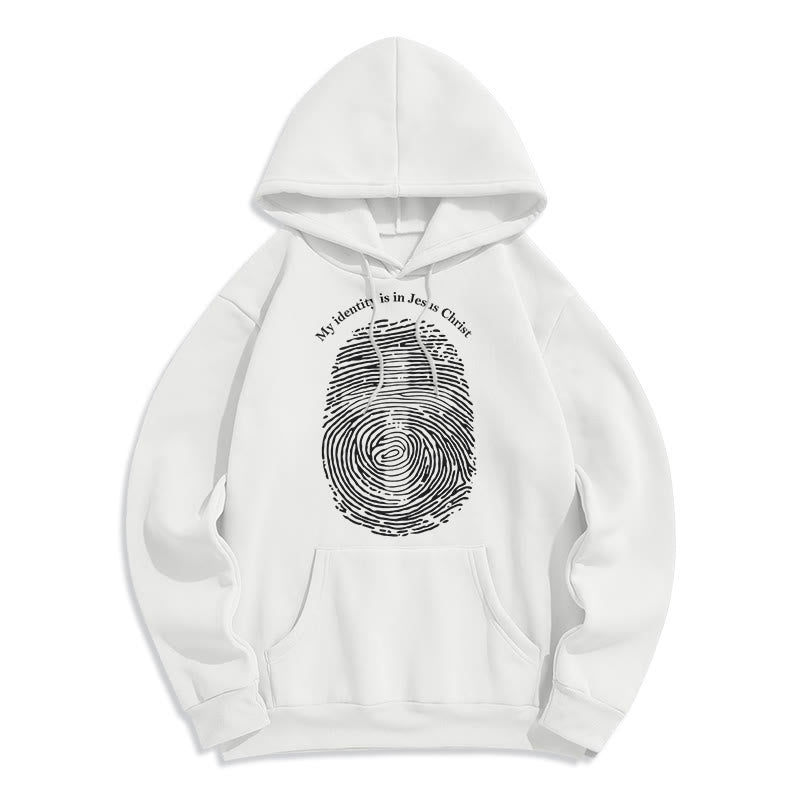 Christianartworkshop Classic Style My Identity Is In Jesus Christ Cross Fleece Lined Polyester Hoodie