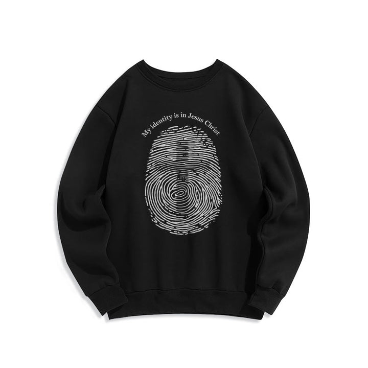 Christianartworkshop Classic Style My Identity Is In Jesus Christ Cross Fleece Lined Polyester Sweatshirt - Black - 2XL - image 5