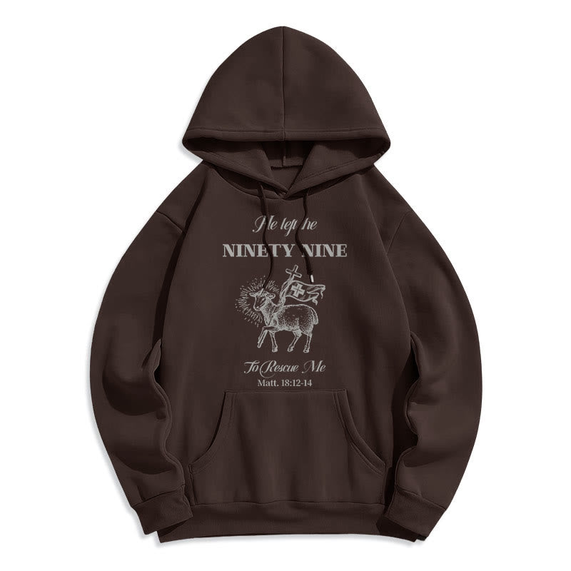 Christianartworkshop Quotation Style He Left the Ninety-Nine Fleece Lined Polyester Hoodie - Brown - 2XL - image 15