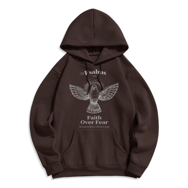 Christianartworkshop Classic Quotation Style Faith Over Fear Fleece Lined Polyester Hoodie - Brown - 2XL - image 20