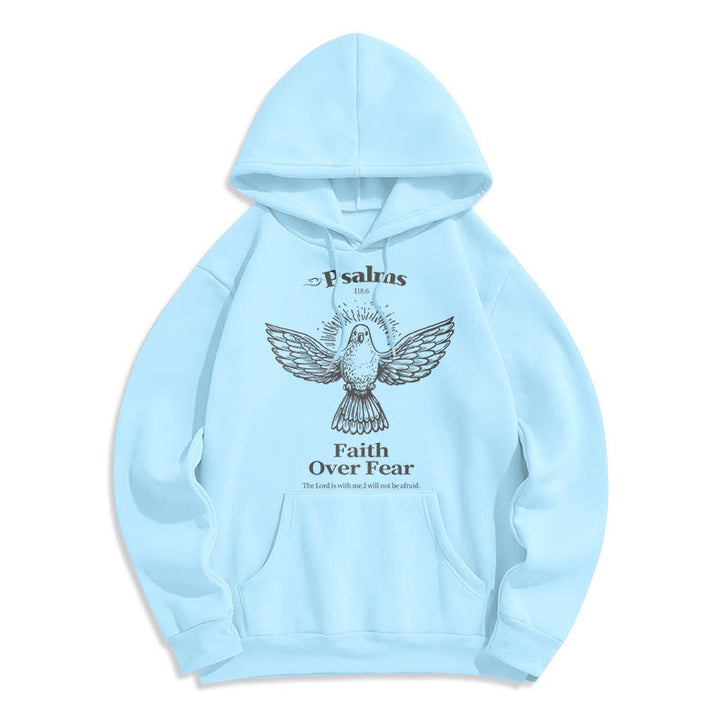 Christianartworkshop Classic Quotation Style Faith Over Fear Fleece Lined Polyester Hoodie - Blue - 2XL - image 0
