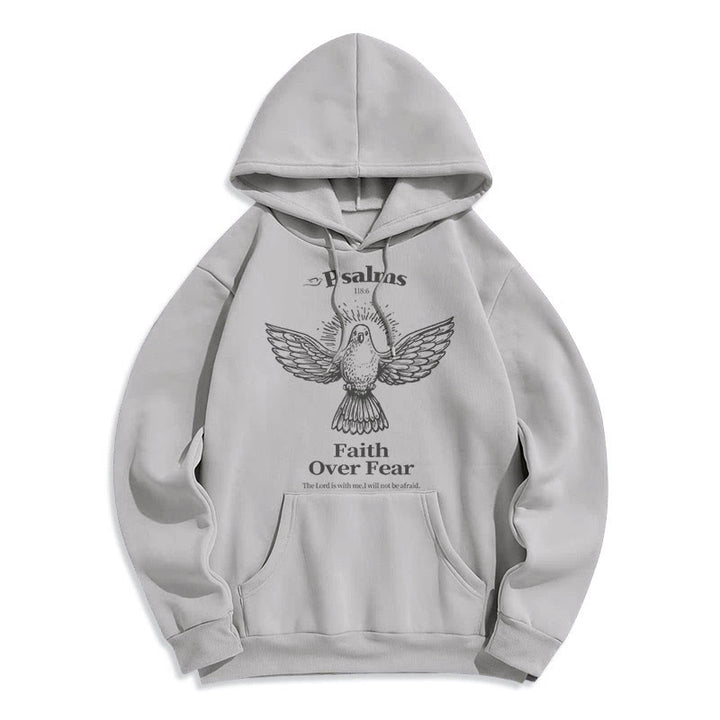 Christianartworkshop Classic Quotation Style Faith Over Fear Fleece Lined Polyester Hoodie - Grey - 2XL - image 30