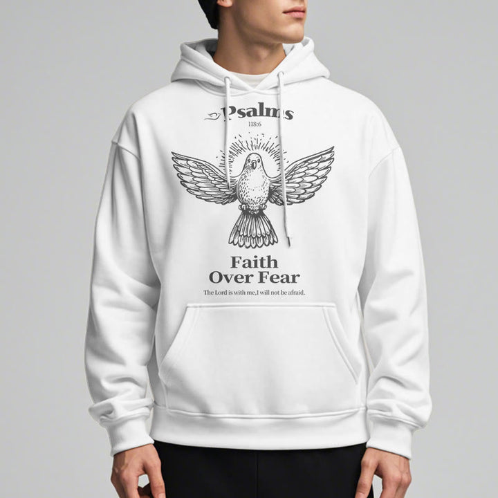 Christianartworkshop Classic Quotation Style Faith Over Fear Fleece Lined Polyester Hoodie - image 13