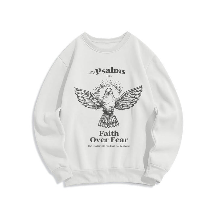 Christianartworkshop Classic Quotation Style Faith Over Fear Fleece Lined Polyester Sweatshirt - White - 2XL - image 10