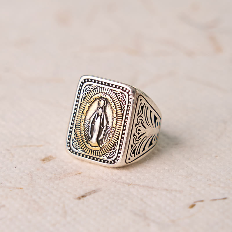 FREE Today: Retro Style Miraculous Medal Virgin Mary Faith Titanium Steel Ring - Adjustable - image 0