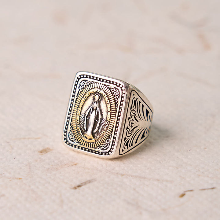 FREE Today: Retro Style Miraculous Medal Virgin Mary Faith Titanium Steel Ring - Adjustable - image 0