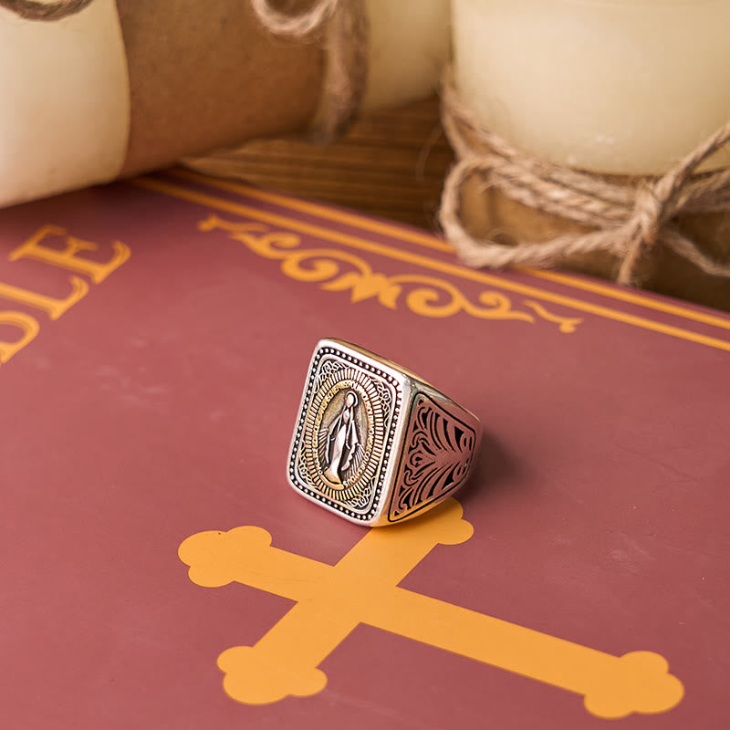FREE Today: Retro Style Miraculous Medal Virgin Mary Faith Titanium Steel Ring - image 2