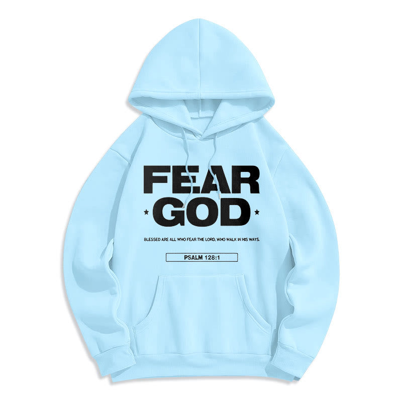 Christianartworkshop Classic Quotation Style Fear God Faith Blessed Fleece Lined Polyester Hoodie - Blue - 2XL - image 25