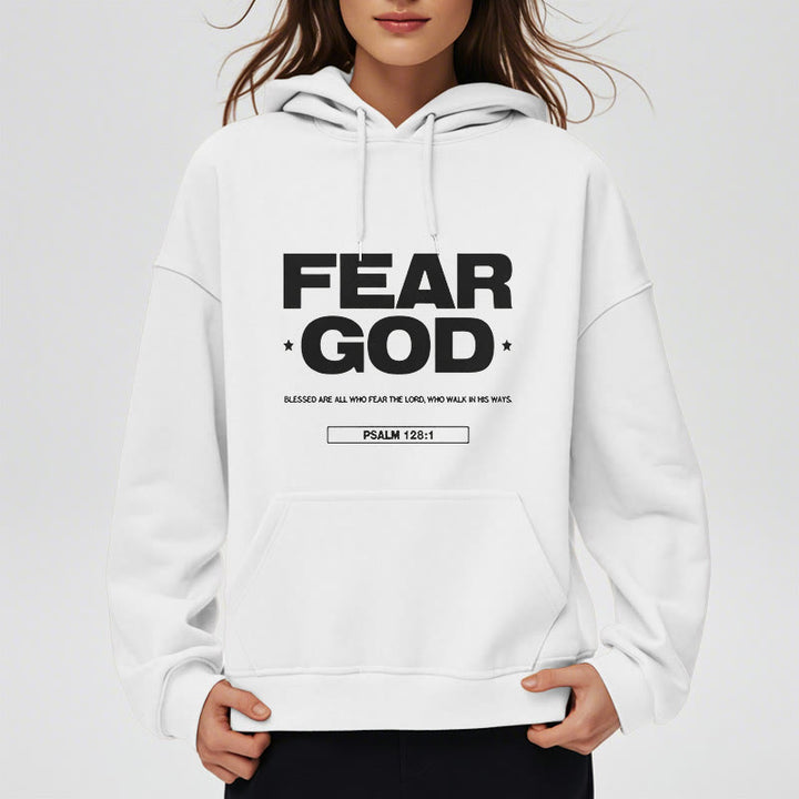 Christianartworkshop Classic Quotation Style Fear God Faith Blessed Fleece Lined Polyester Hoodie - image 8