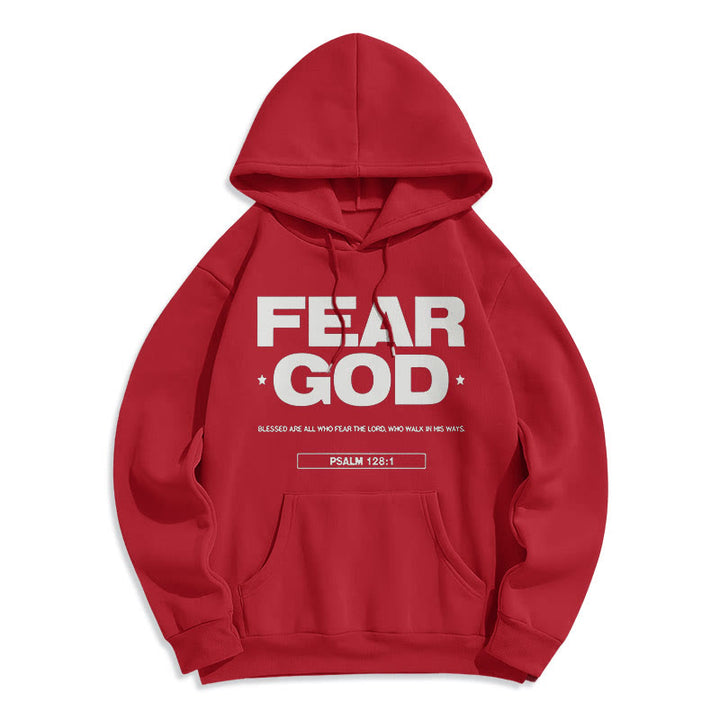 Christianartworkshop Classic Quotation Style Fear God Faith Blessed Fleece Lined Polyester Hoodie - Red - 2XL - image 35