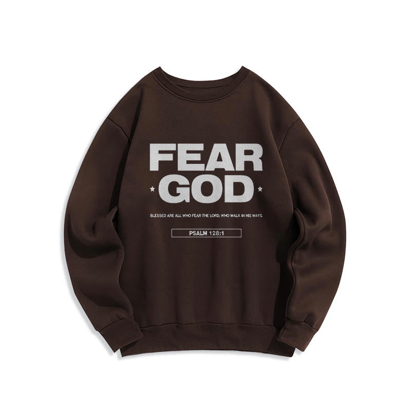 Christianartworkshop Classic Quotation Style Fear God Faith Blessed Fleece Lined Polyester Sweatshirt - Brown - 2XL - image 15