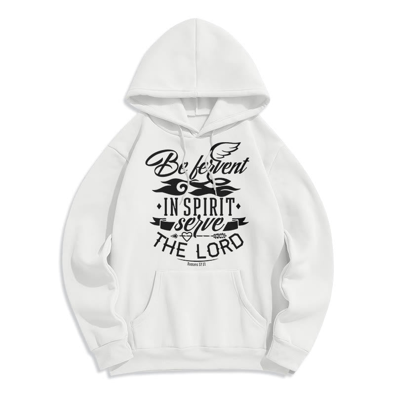 Christianartworkshop Modern Style Be Fervent In Spirit Fleece Lined Polyester Hoodie - White - 2XL - image 0