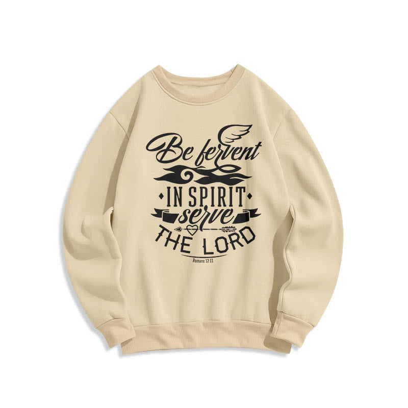 Christianartworkshop Modern Style Be Fervent In Spirit Fleece Lined Polyester Sweatshirt - Beige - 2XL - image 10