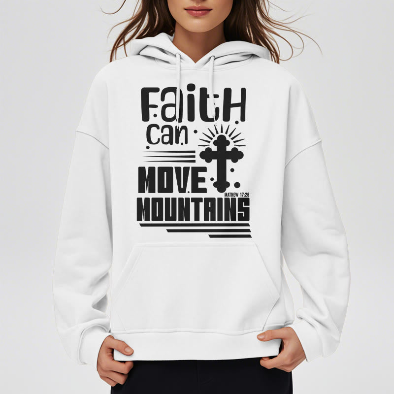Christianartworkshop Modern Style Faith Can Move Mountains Fleece Lined Polyester Hoodie - image 2