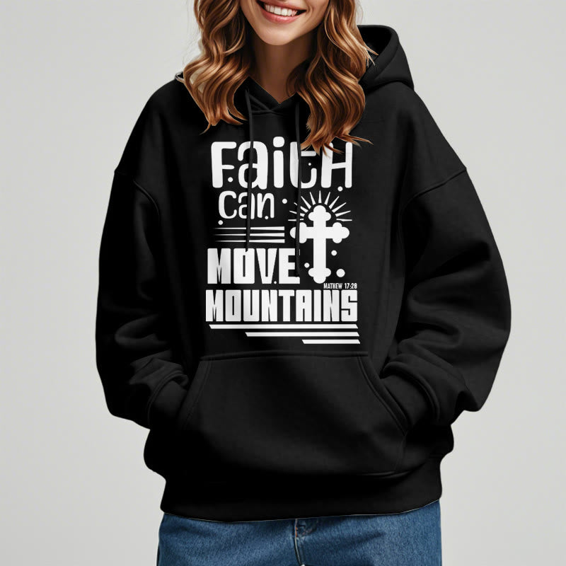Christianartworkshop Modern Style Faith Can Move Mountains Fleece Lined Polyester Hoodie - image 7