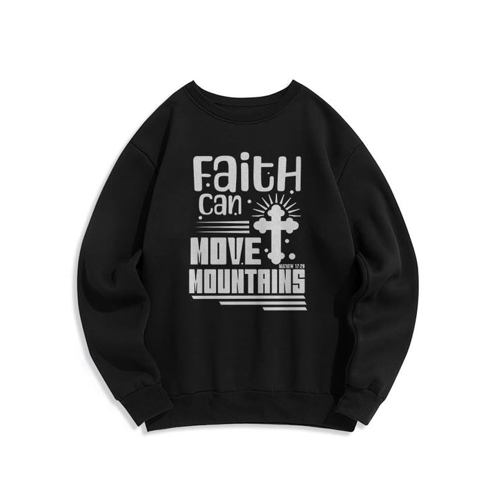 Christianartworkshop Modern Style Faith Can Move Mountains Fleece Lined Polyester Sweatshirt - Black - 2XL - image 5