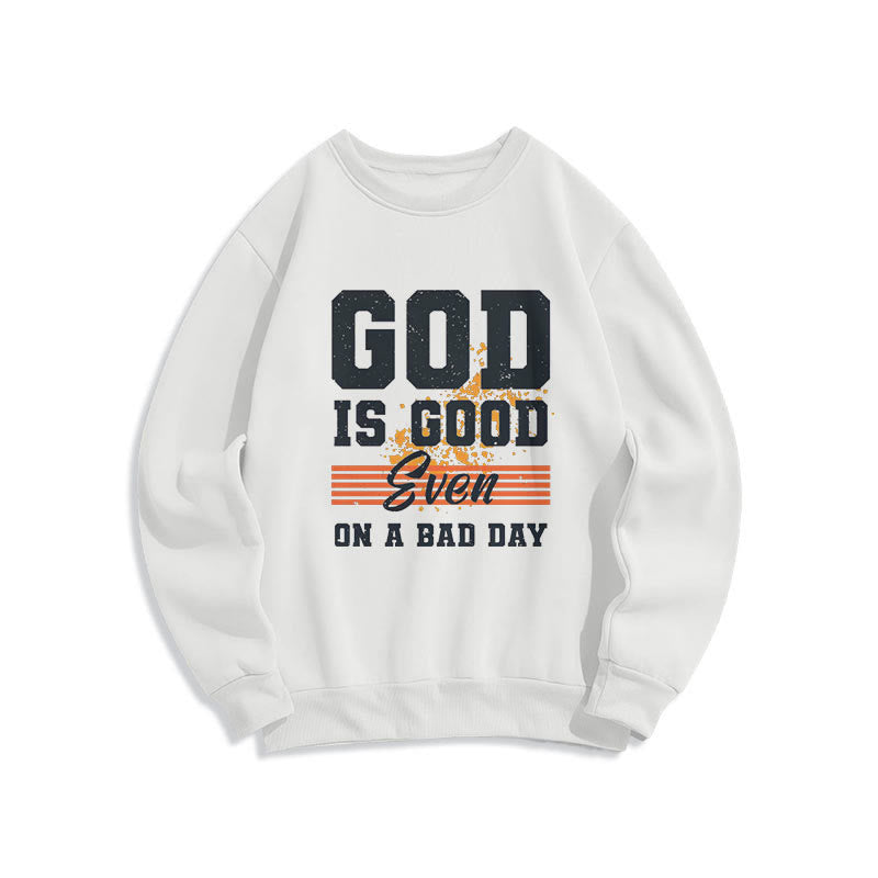 Christianartworkshop Classic Style God Is Good Even On A Bad Day Fleece Lined Polyester Sweatshirt - White - 2XL - image 5
