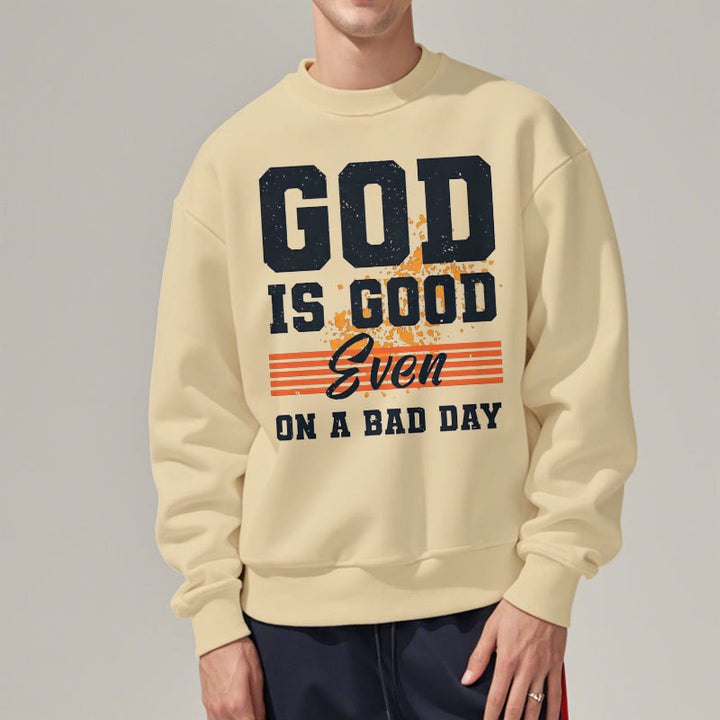 Christianartworkshop Classic Style God Is Good Even On A Bad Day Fleece Lined Polyester Sweatshirt - image 13