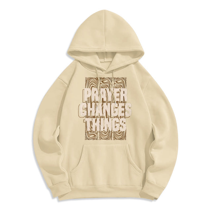 Christianartworkshop Modern Style Prayer Changes Things Fleece Lined Polyester Hoodie - Beige - 2XL - image 10