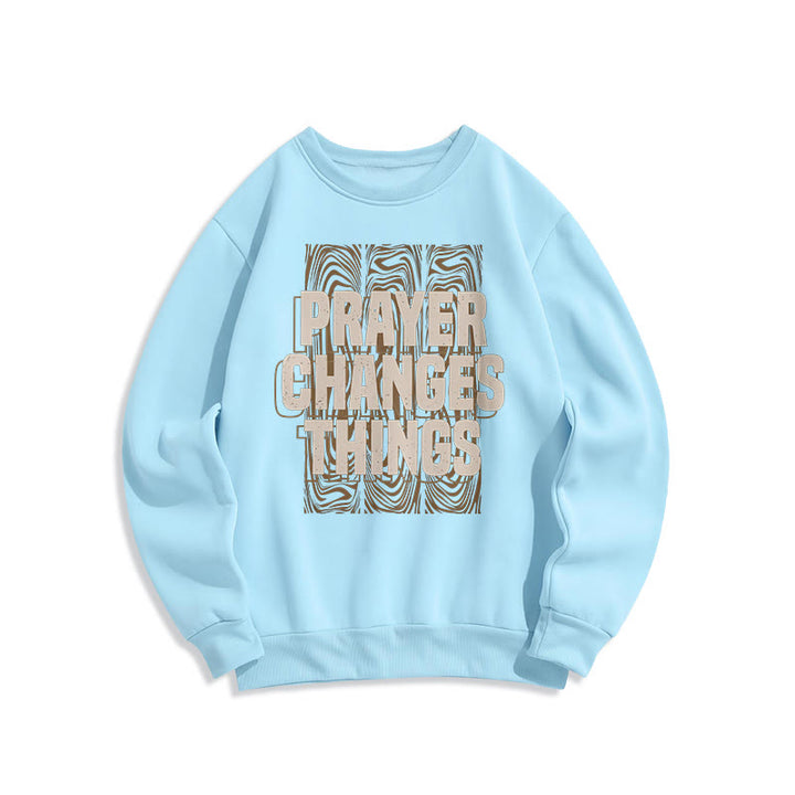 Christianartworkshop Modern Style Prayer Changes Things Fleece Lined Polyester Sweatshirt - Blue - 2XL - image 25