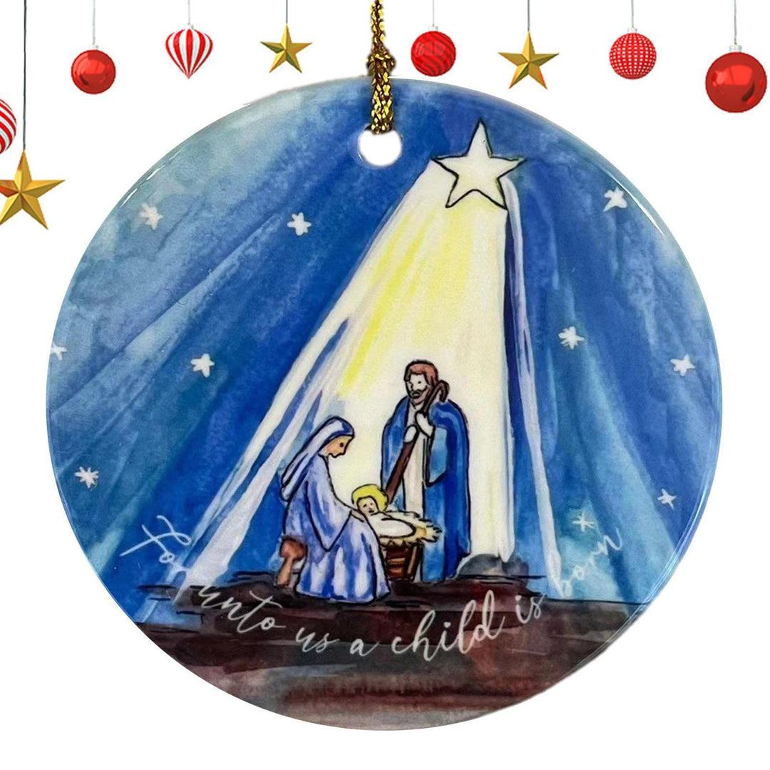 Christianartworkshop Colored Style Nativity Scene Starry Night Acrylic Christmas Nativity Hanging Ornaments - image 3