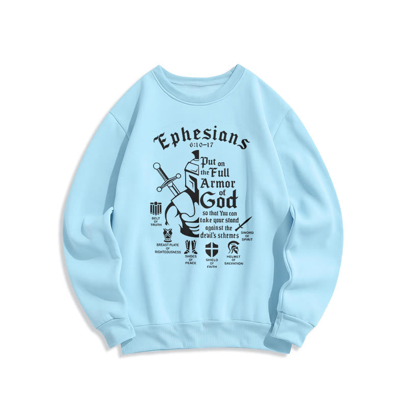 Christianartworkshop Quotation Style Full Armor of God Fleece Lined Polyester Sweatshirt - Blue - 2XL - image 25