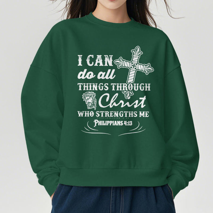 Christianartworkshop Quotation Style I Can Do All Things Fleece Lined Polyester Sweatshirt - image 23