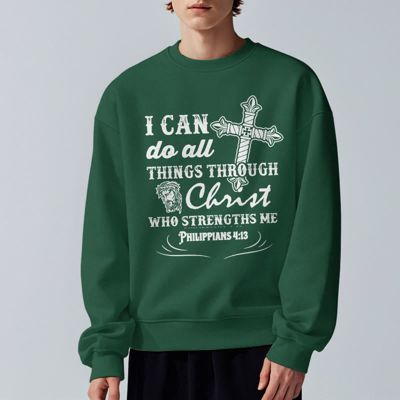 Christianartworkshop Quotation Style I Can Do All Things Fleece Lined Polyester Sweatshirt - image 22