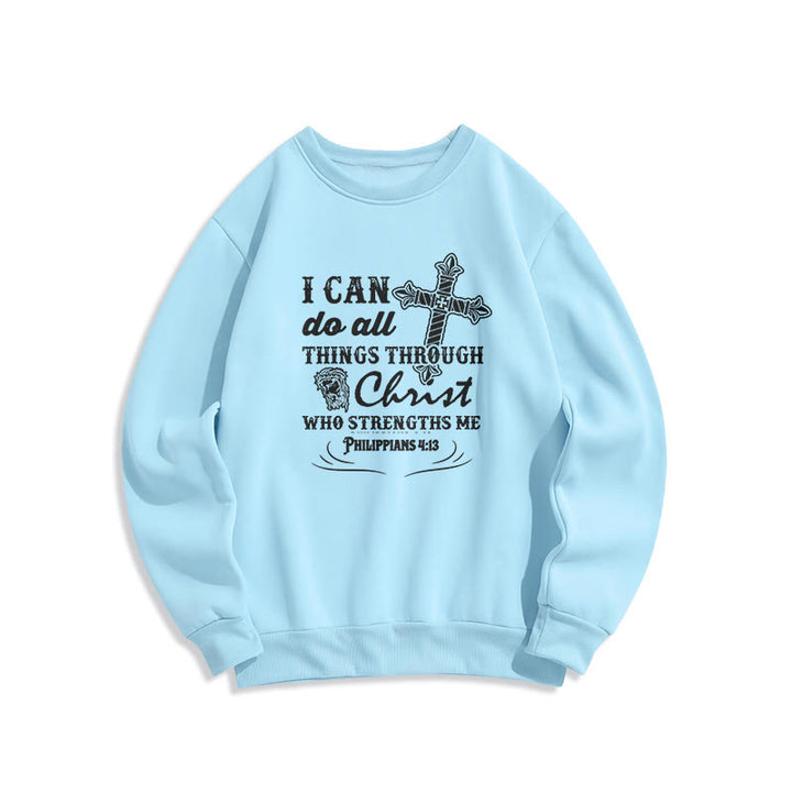 Christianartworkshop Quotation Style I Can Do All Things Fleece Lined Polyester Sweatshirt - Blue - 2XL - image 25