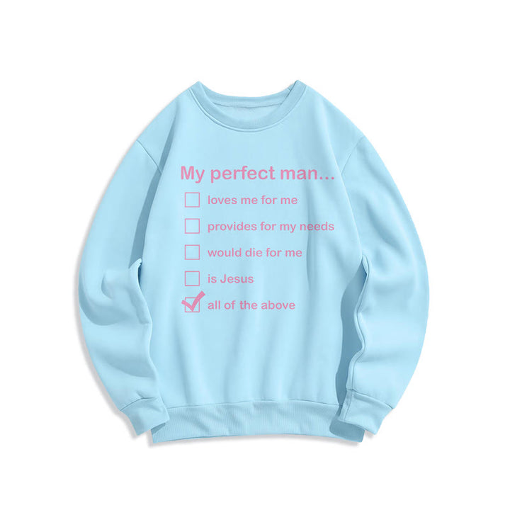 Christianartworkshop Modern Style My Perfect Man Is Jesus Fleece Lined Polyester Sweatshirt - Blue - 2XL - image 0