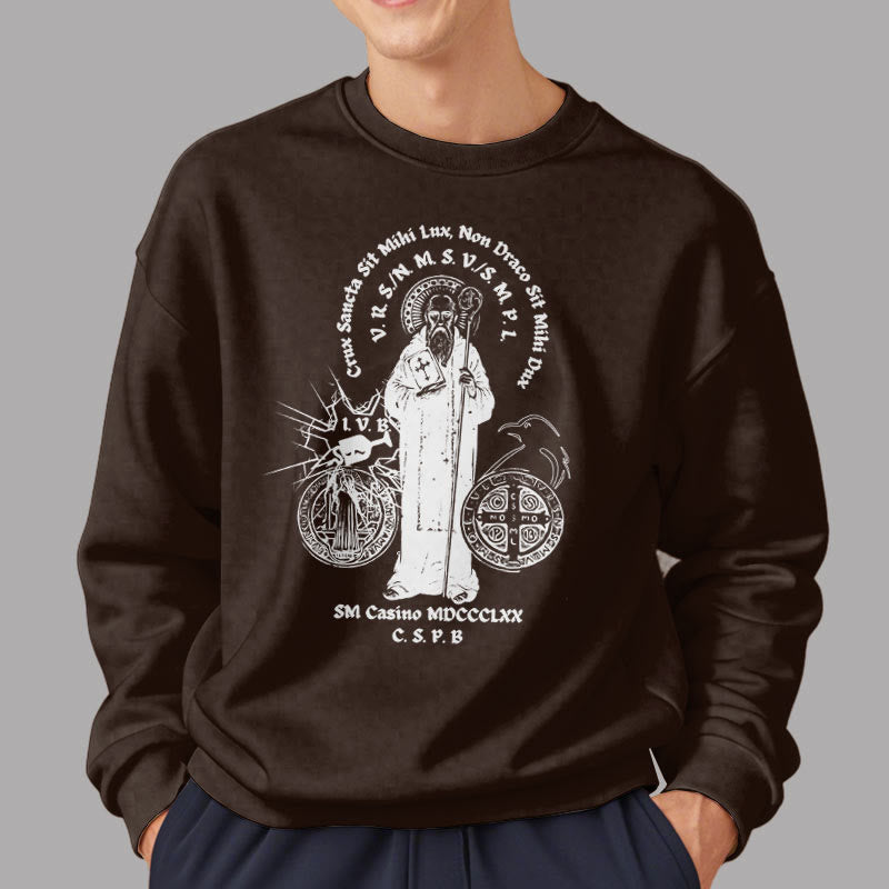 Christianartworkshop Classic Style St. Benedict Figure Fleece Lined Polyester Sweatshirt - image 17