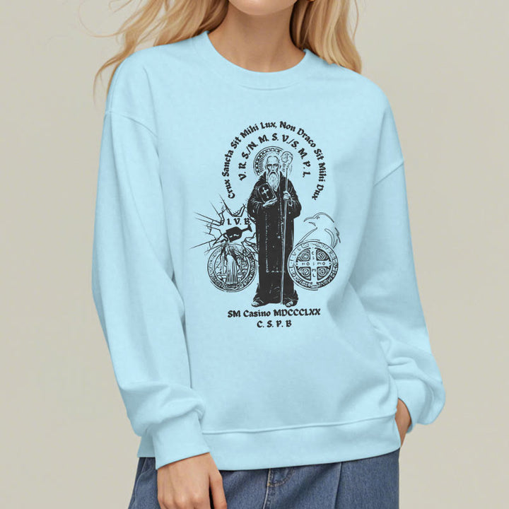 Christianartworkshop Classic Style St. Benedict Figure Fleece Lined Polyester Sweatshirt - image 28