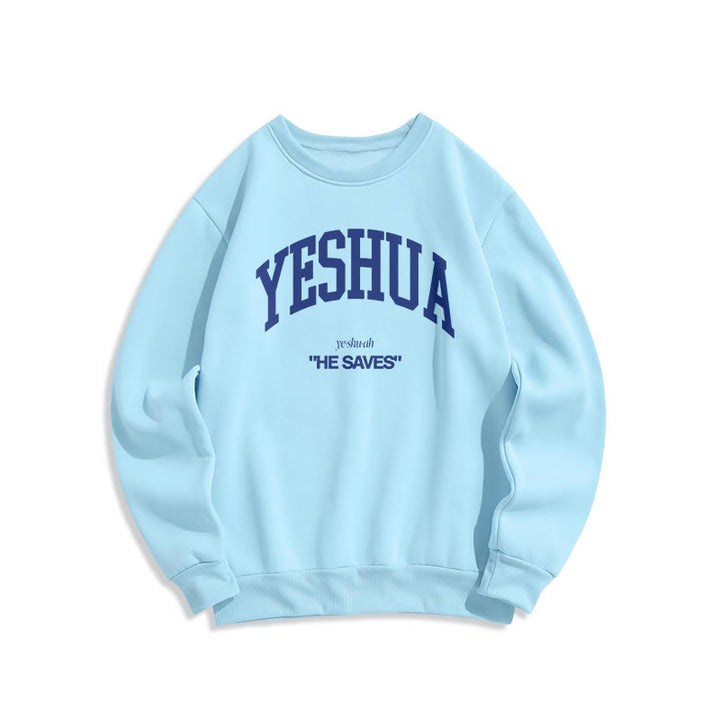 Christianartworkshop Classic Style Yeshua He Saves Fleece Lined Polyester Sweatshirt - Blue - 2XL - image 25