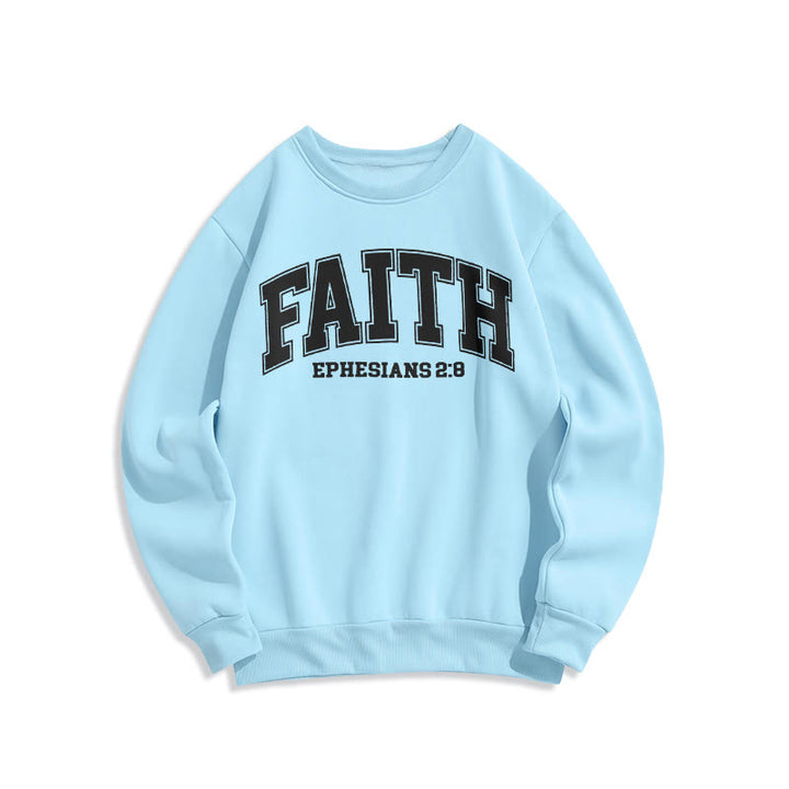 Christianartworkshop Modern Style Faith Ephesians 2 : 8 Fleece Lined Polyester Sweatshirt - Blue - 2XL - image 25