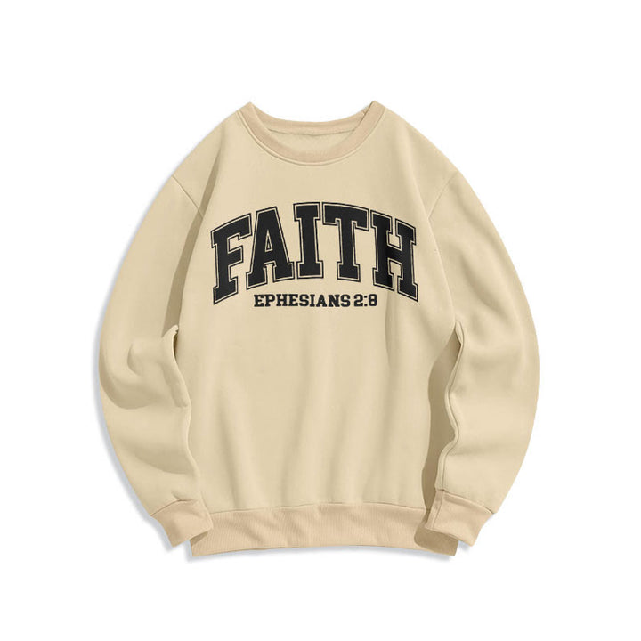 Christianartworkshop Modern Style Faith Ephesians 2 : 8 Fleece Lined Polyester Sweatshirt - Beige - 2XL - image 15