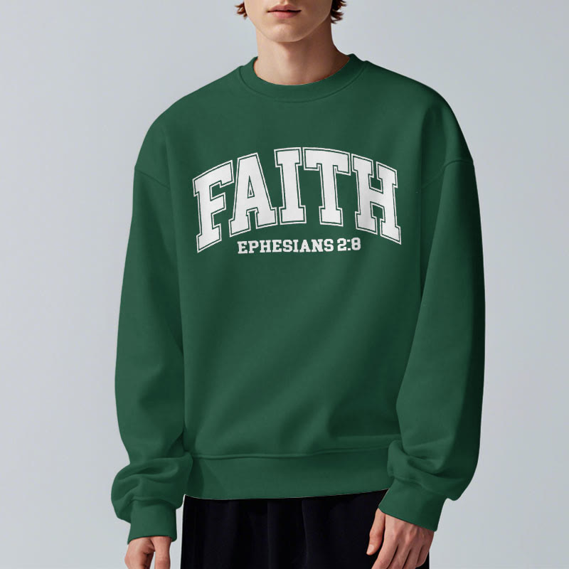 Christianartworkshop Modern Style Faith Ephesians 2 : 8 Fleece Lined Polyester Sweatshirt - image 1