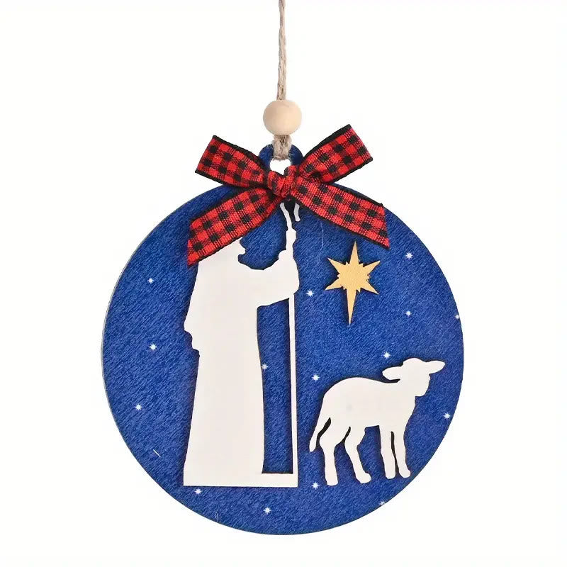 Christianartworkshop Classic Style Holy Night Shepherds Lamb Star Christmas Nativity Hanging Ornaments