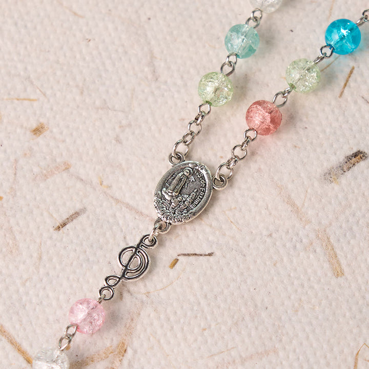 Christianartworkshop Our Lady of Fatima & Assumption of Our Lady of 8mm Round Multicolor Glass Alloy Chain Rosary