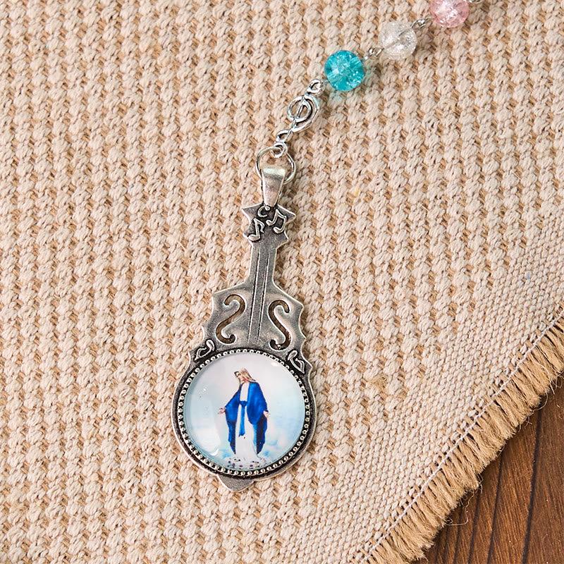 Christianartworkshop Our Lady of Fatima & Assumption of Our Lady of 8mm Round Multicolor Glass Alloy Chain Rosary