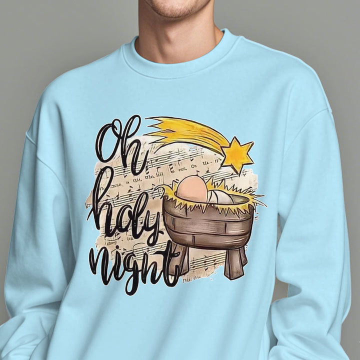 Christianartworkshop Colored Style Holy Night Cradle Nativity Scene Fleece Lined Polyester Sweatshirt