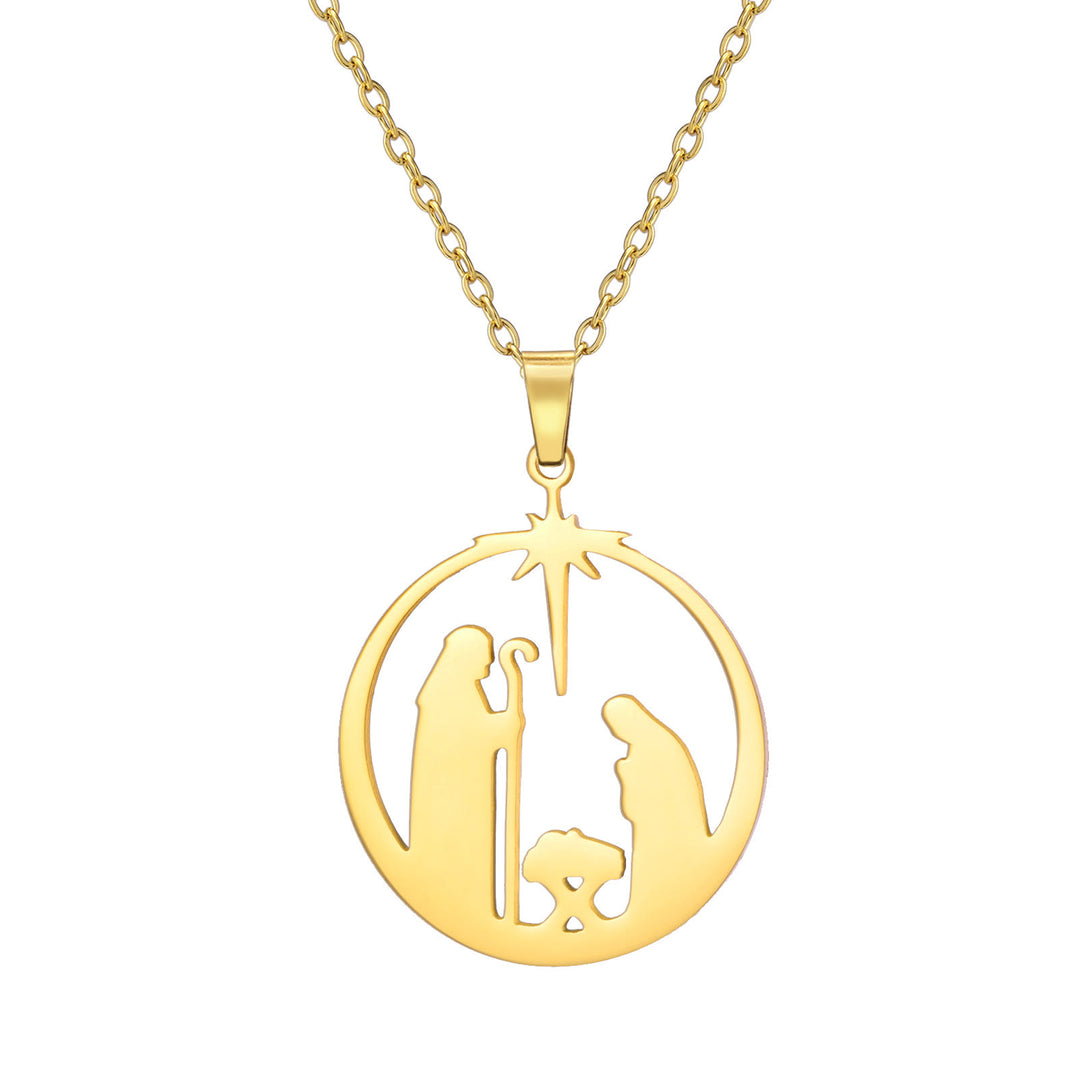 Christianartworkshop Modern Style Unique Star of Bethlehem Nativity Scene Jesus Sacred Faith Necklace