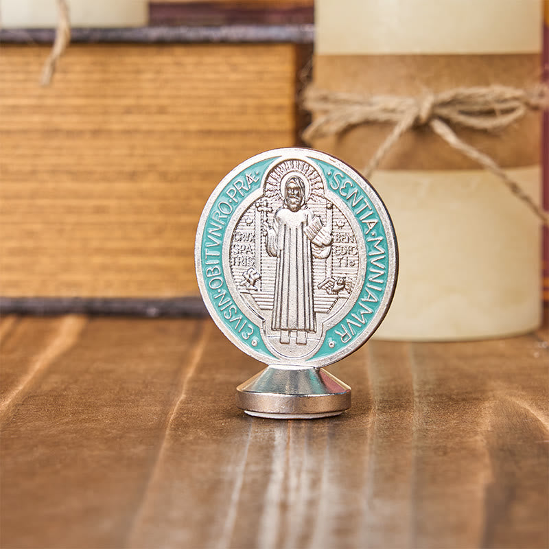 Christianartworkshop Classical Traditional Alloy St. Benedict Symbol Small Exquisite Crafted Ornament (6 colors)